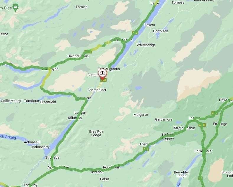 Map of the A82 closure and diversion
