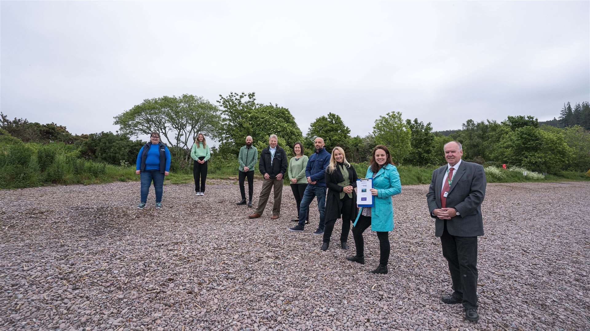 (left to right): Bryony Beck, Destination Development Manager, VILN; Katie Andrews, Climate Change Coordinator, Highland Council; Martin MacDonald, Project Manager, Highland Council; David Haas, Inverness City Area Manager, Highland Council; Anna Miller, Head of Tourism, HIE; Emmanuel Dambier, Board Member, VILN; Jo De Sylva, Chair of VILN; Kate Forbes MSP; and Charles Stephen, Loch Ness Ward Manager.