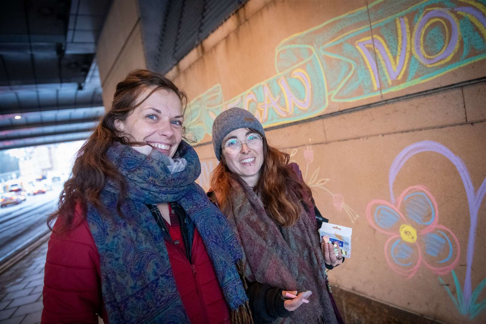 Eastgate underpass graffiti by Bee Vegan and Chloe Ferrier.