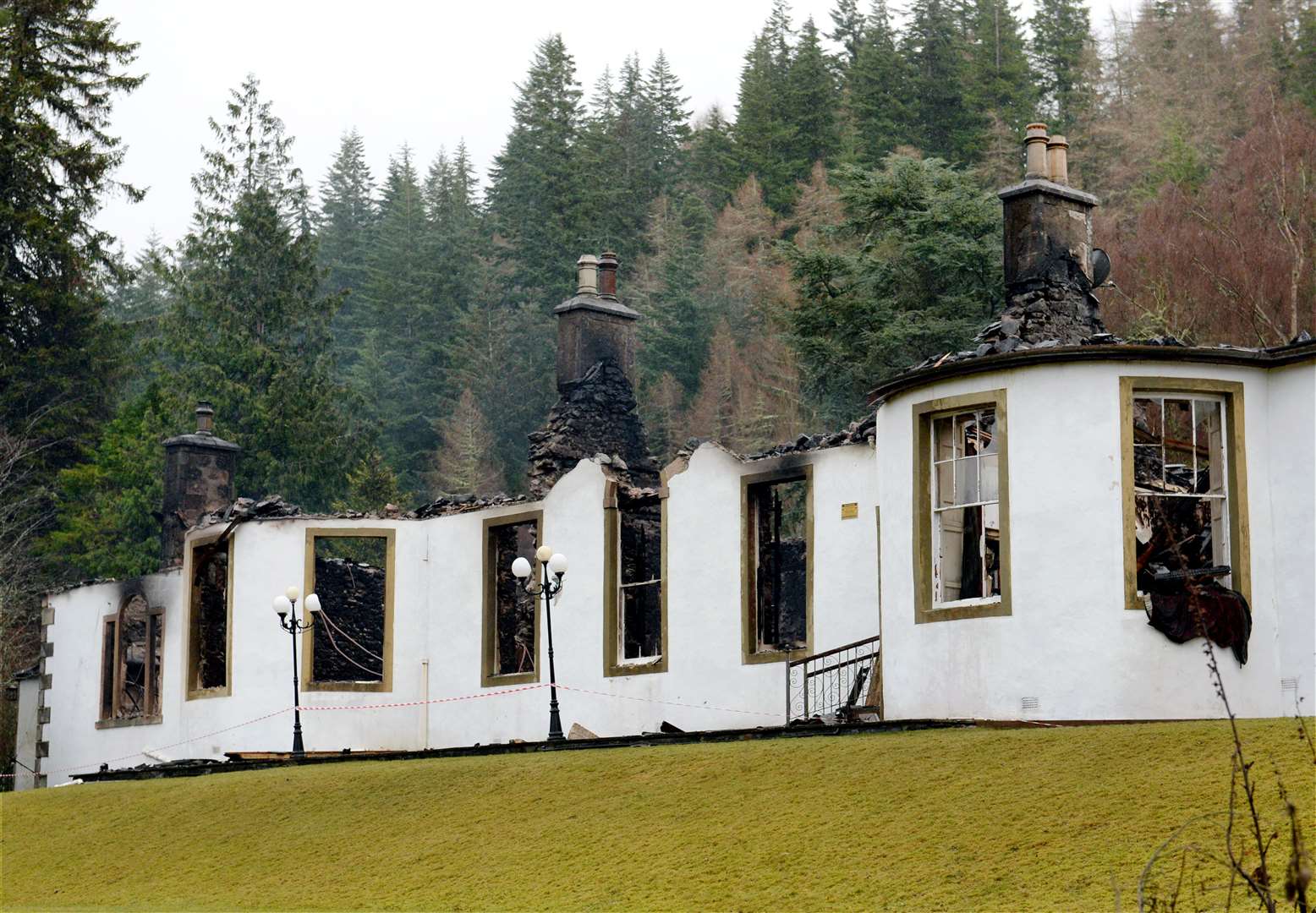 Boleskine House damage on the morning after fire engulfed the historic property.Picture: Gary Anthony.