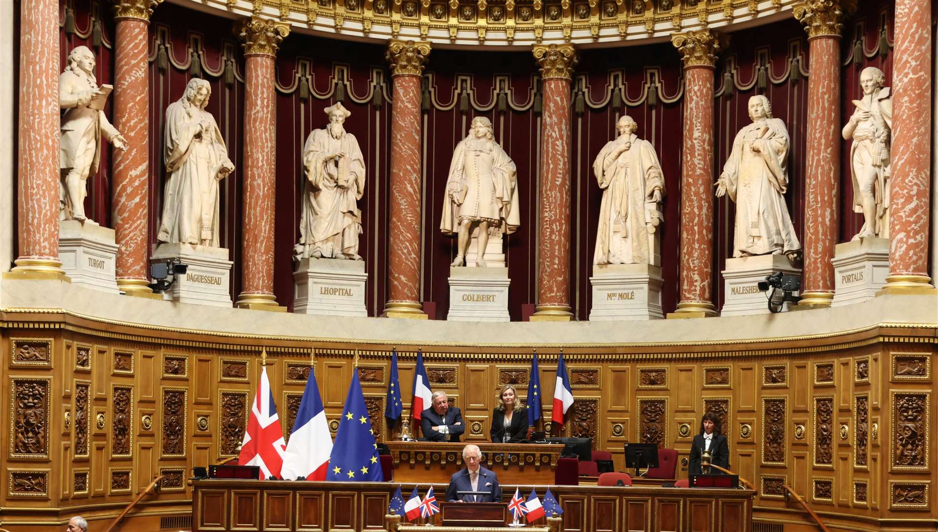 Charles became the only British monarch ever to speak from the French senate chamber (Ian Vogler/Daily Mirror/PA)