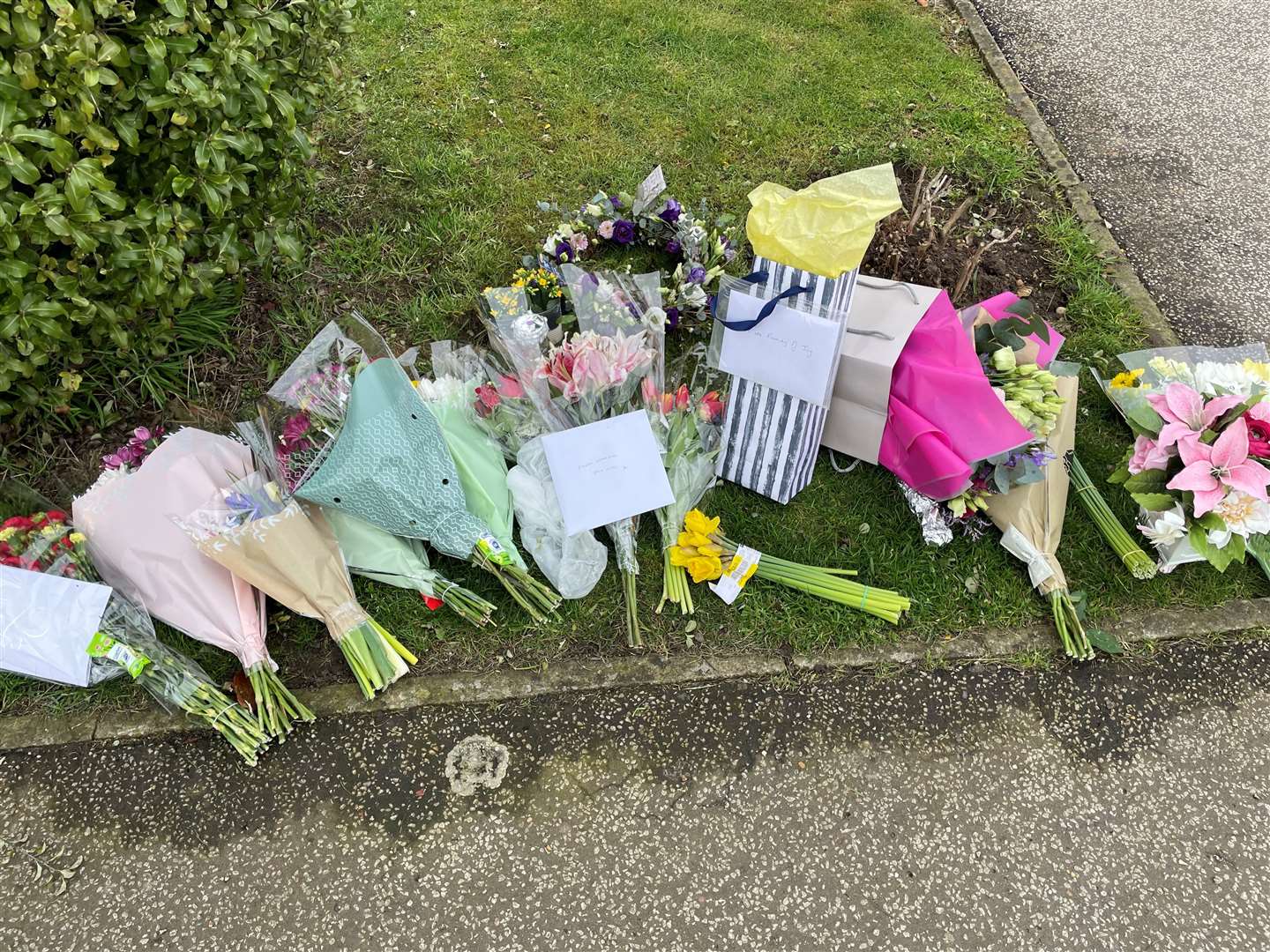 Flowers were left outside Joy Middleditch’s home (Sam Russell/PA)