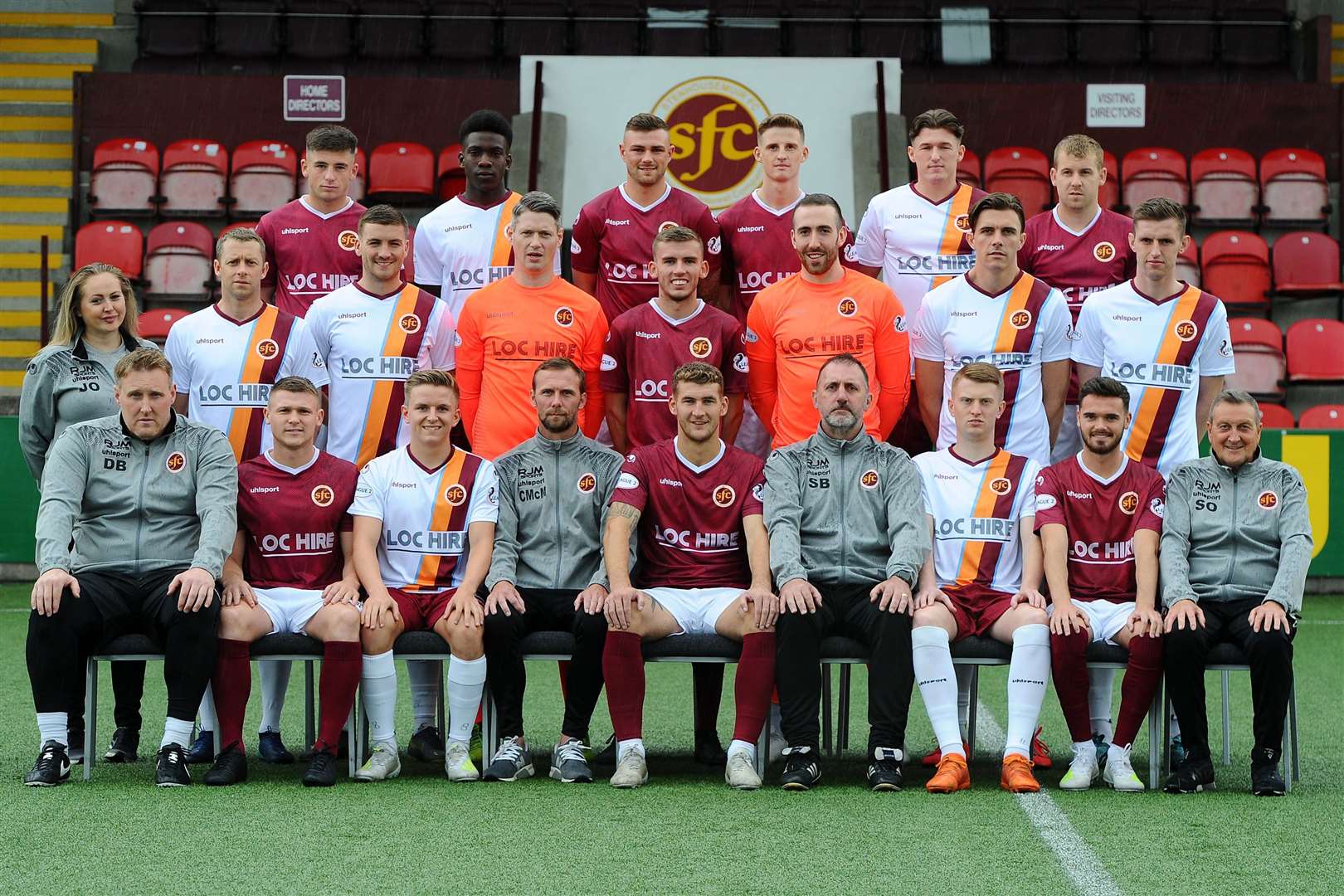 ON THE BALL: Stenhousemuir FC players and coaching staff.