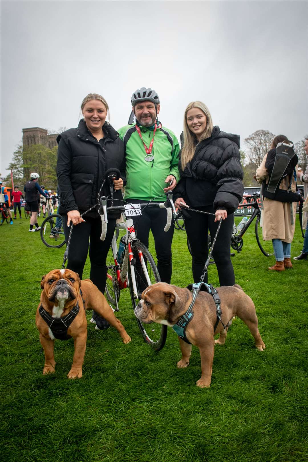 Kirsty, Ali and Katie Mcculloch with dogs Wilson and Smith.