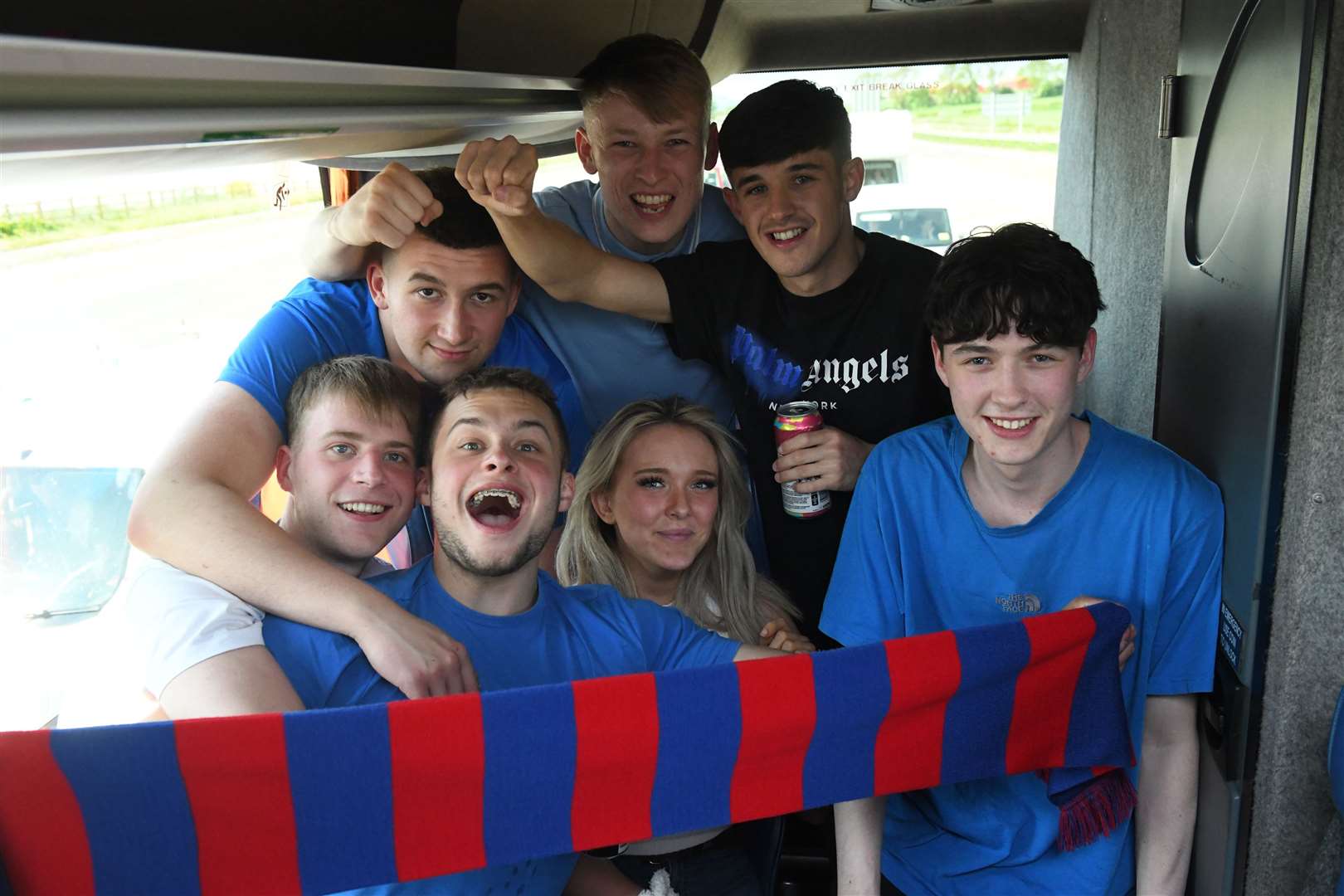 Caley Thistle fans on the bus down to Hampden before the Scottish Cup Final. Picture: James Mackenzie.