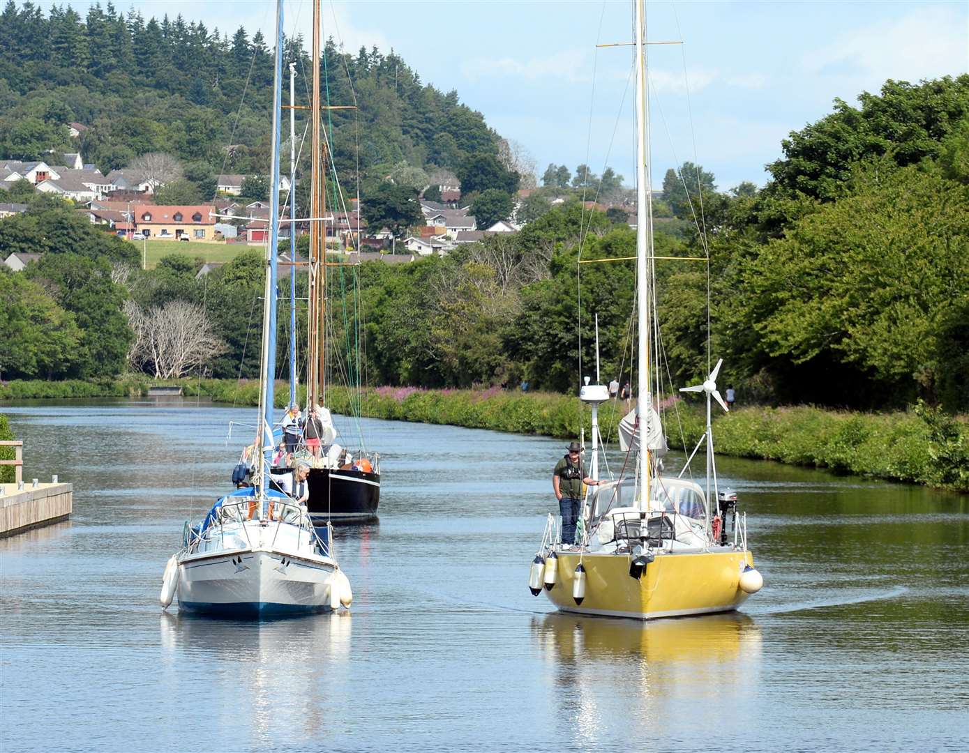 Sunny weather over the weekend..Boats make there way along the Caledonian Canal...Picture: Gary Anthony..