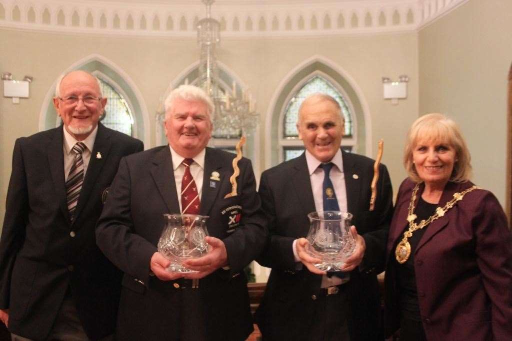 Ian Tasker (second left) who has passed away, pictured with Inverness Highland Games Committee Chairman Angus Dick, Colin Baillie and Games Chieftain Provost Helen Carmichael in 2015.