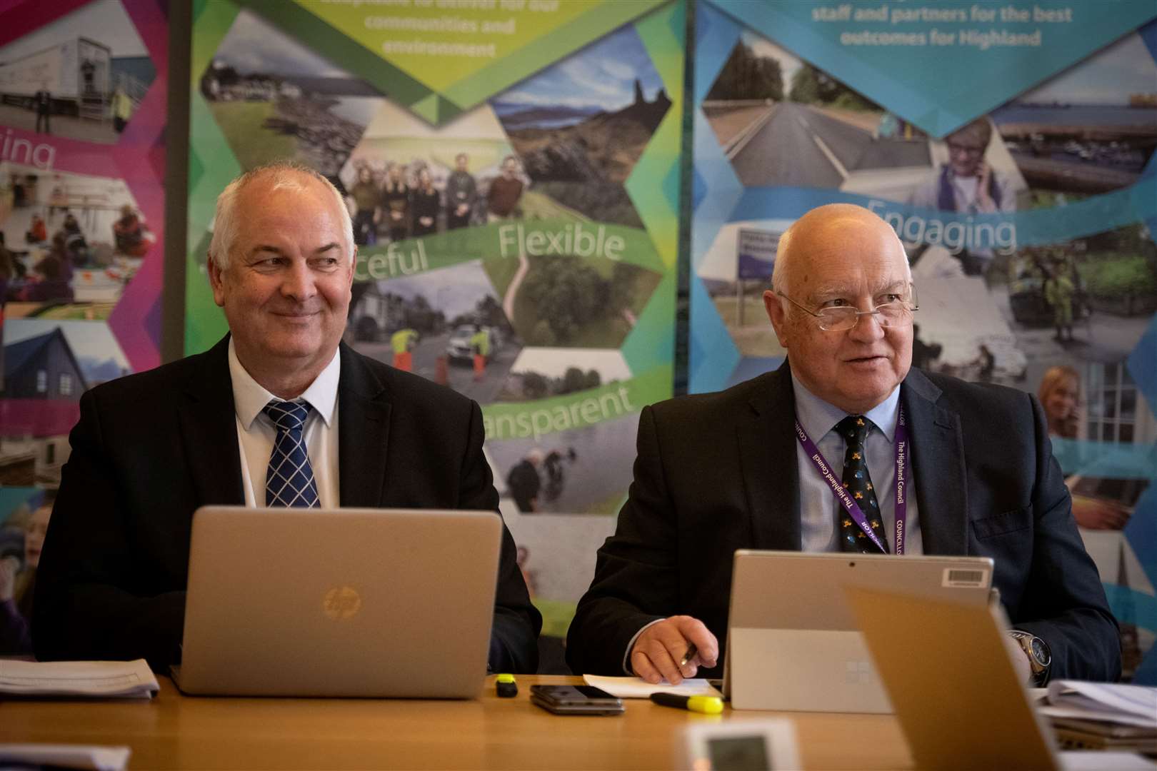 Highland Council Leader, Cllr Raymond Bremner and Councillor Bill Lobban outline a new council investment plan. Picture: Callum Mackay.