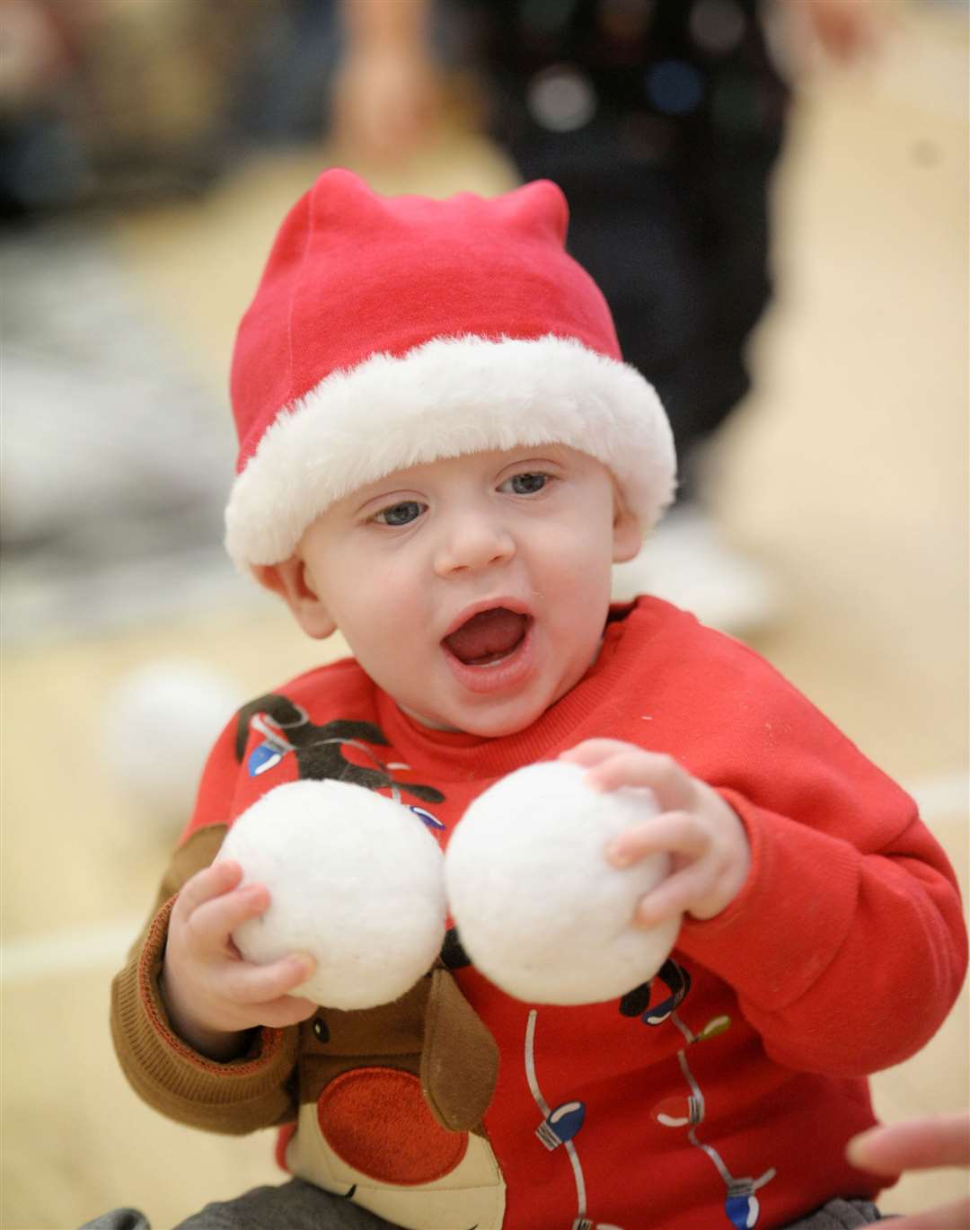 Moo Music Highland Christmas party, Balloch Hall, Inverness. Who wants a snowball fight? Theo Falconer. Picture: Callum Mackay.