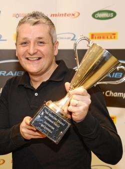 Paul Beaton with the trophy he won at the Snowman Rally earlier this year. Picture: Andrew Smith.
