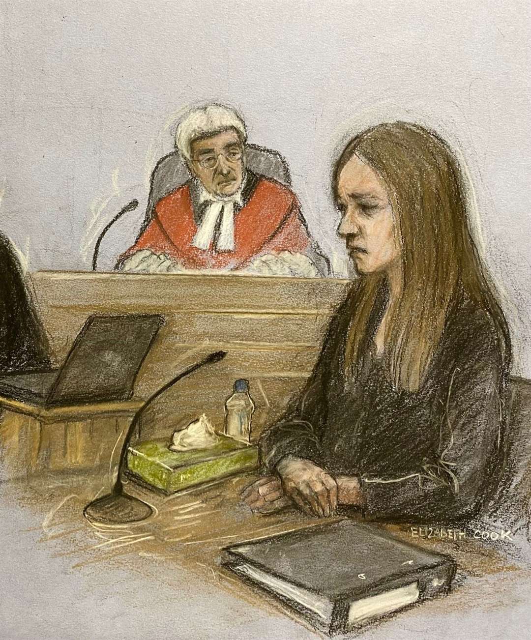 Letby giving evidence in the dock at Manchester Crown Court (Elizabeth Cook/PA)