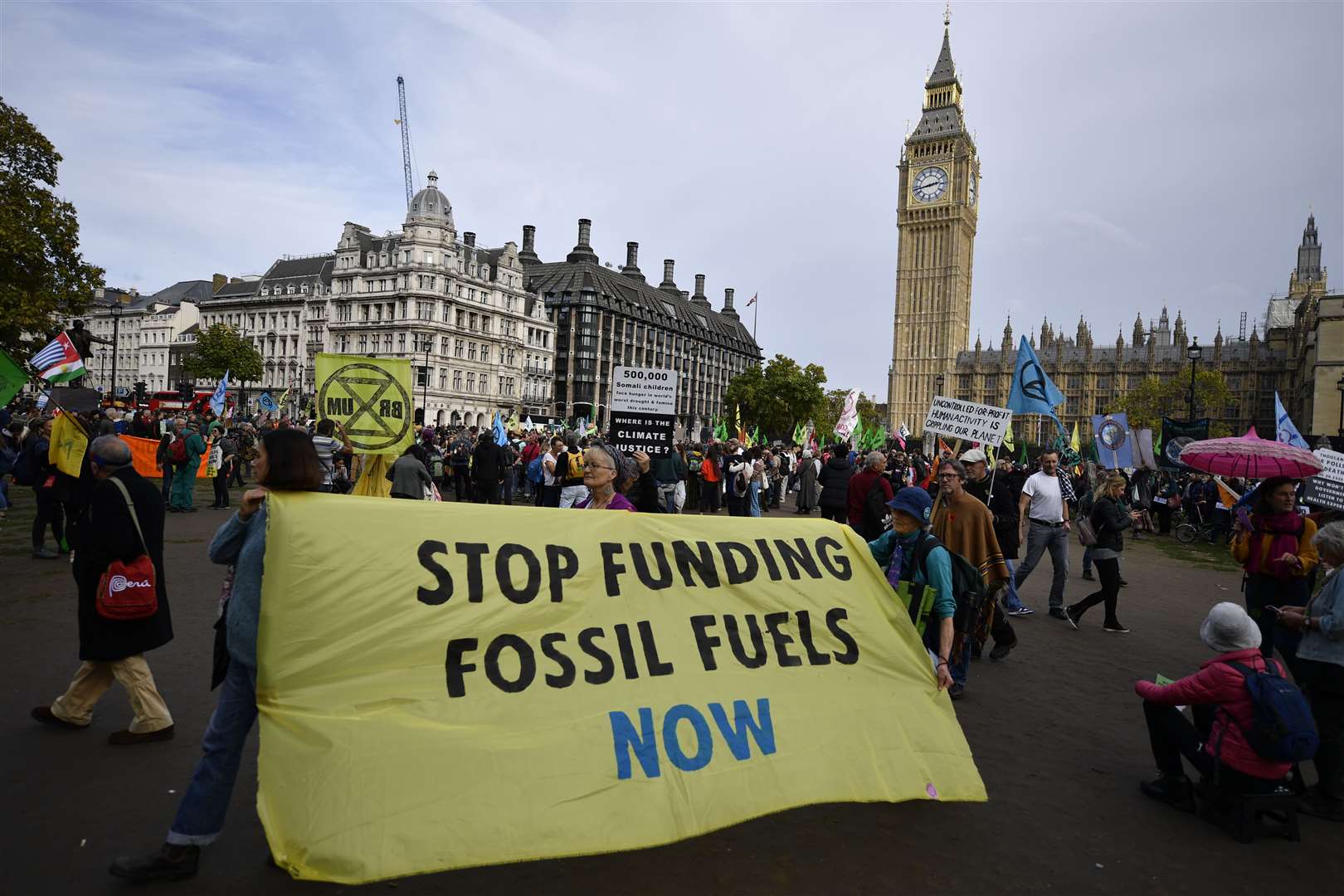 Demonstrators at an Extinction Rebellion protest in London’s Parliament Square (Beresford Hodge/PA)