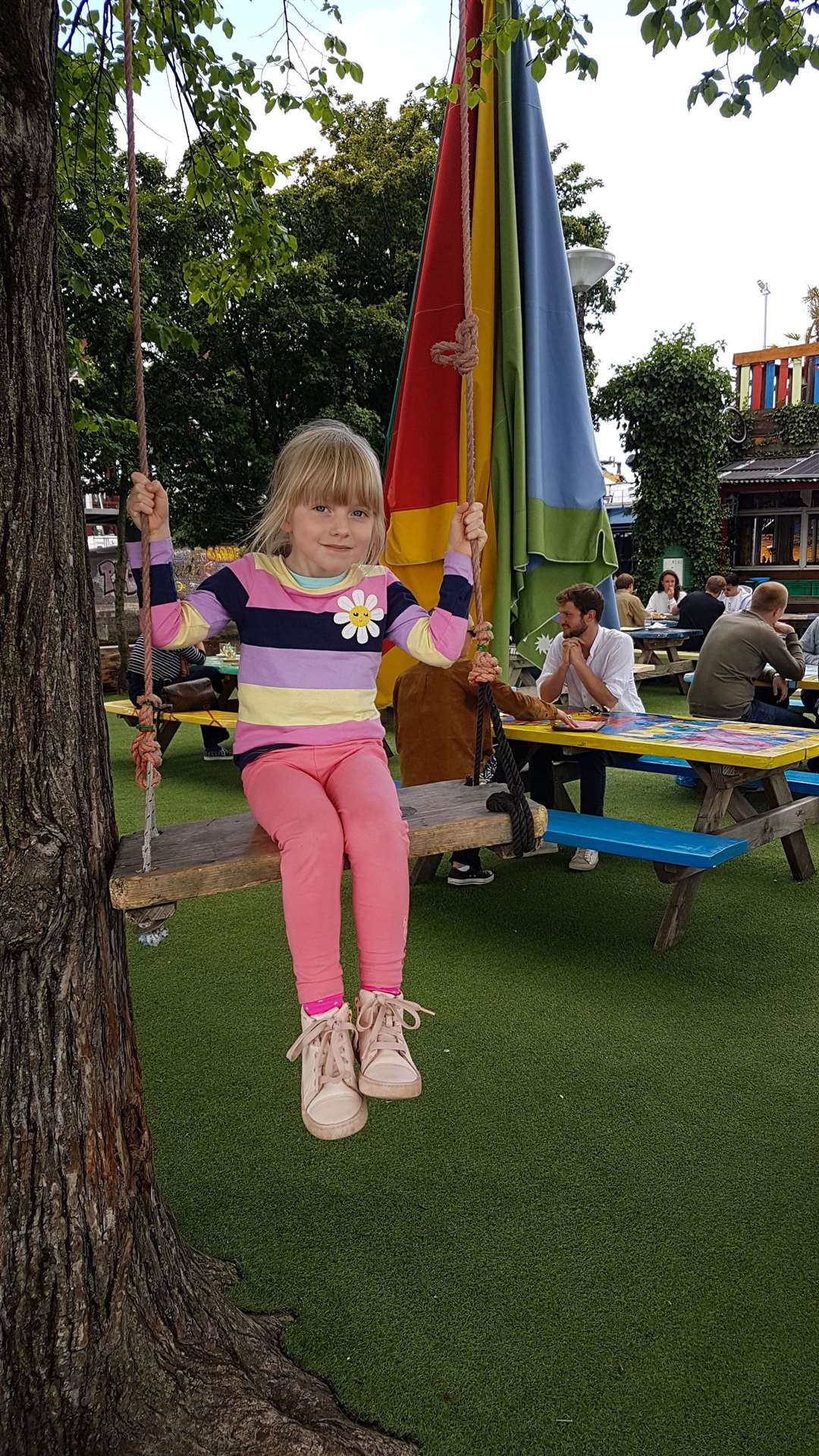Jessica enjoying the swing at Hannekes Boom. Picture: PA Photo/Kirsty Masterman