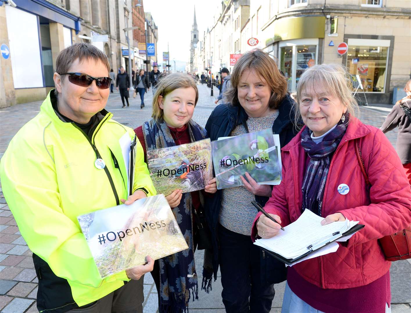 OpenNess campaign takes to street. From left: Evelyn Grant, Sophie and Helen Smith and Dell McClurg. Picture: Gary Anthony