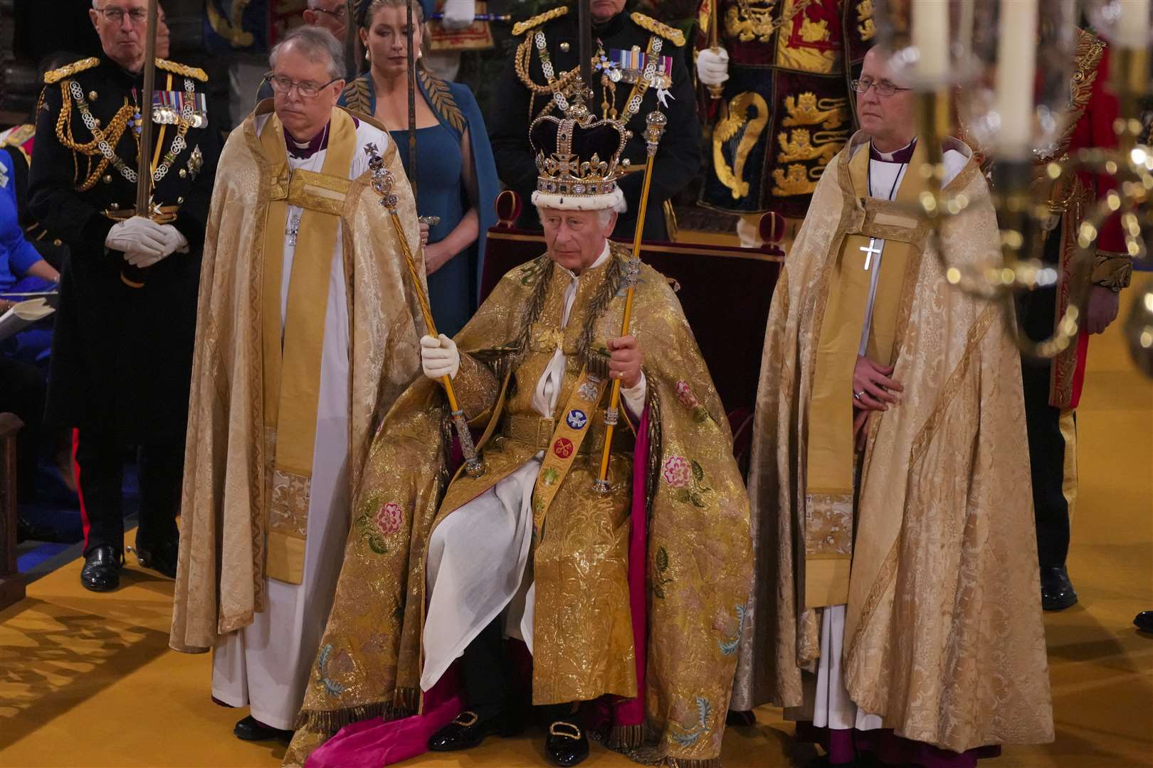 The King during his coronation at Westminster Abbey last May (Aaron Chown/PA)
