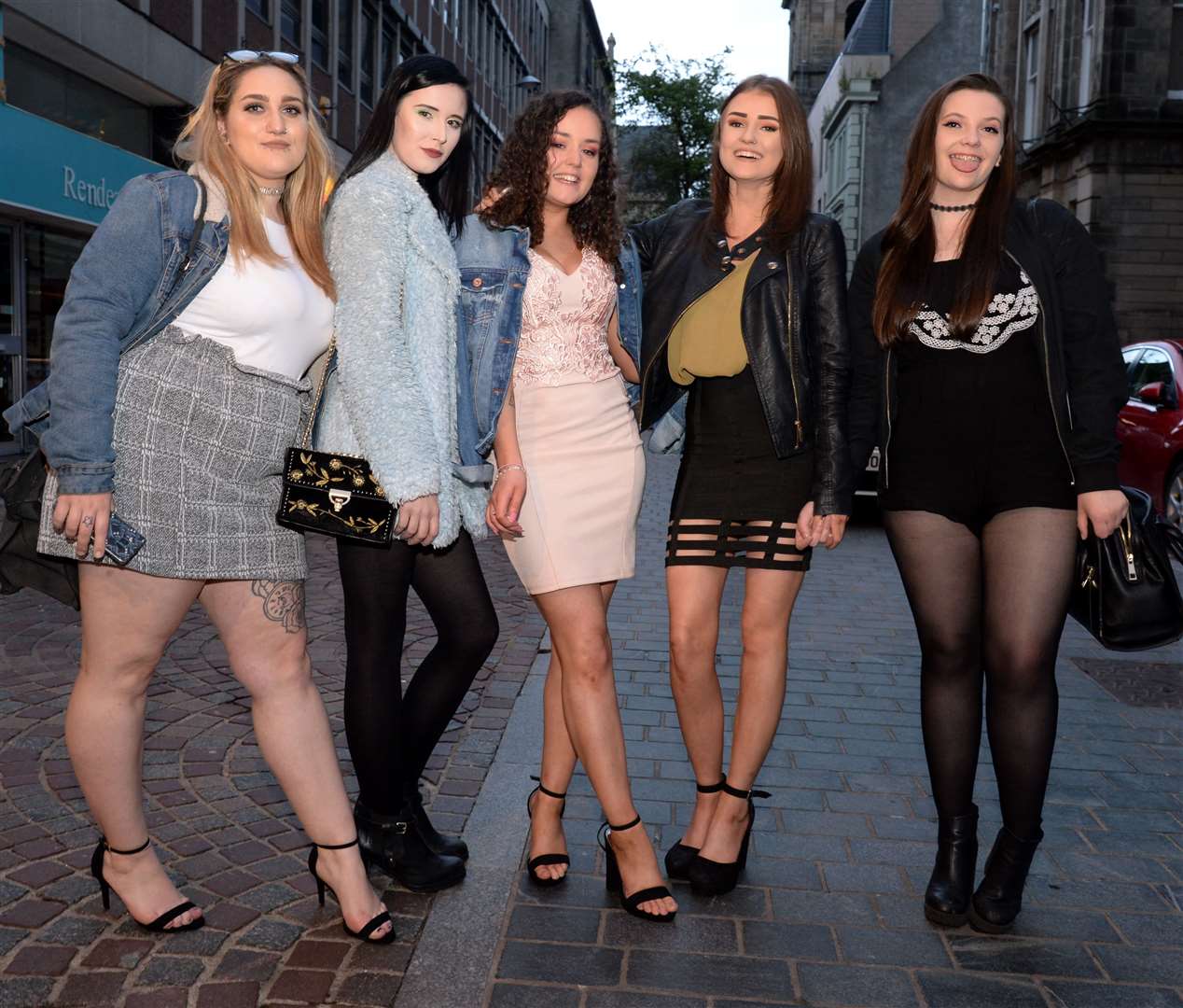 Maegan (MAEGAN) Clay (centre) on her 21st with (left to right), Meghan Wright, Chloe Johnston , Shannon O'Hara and Rachel Donaldson...City Seen 16 06 18.Picture: Gair Fraser. Image No. 041183..