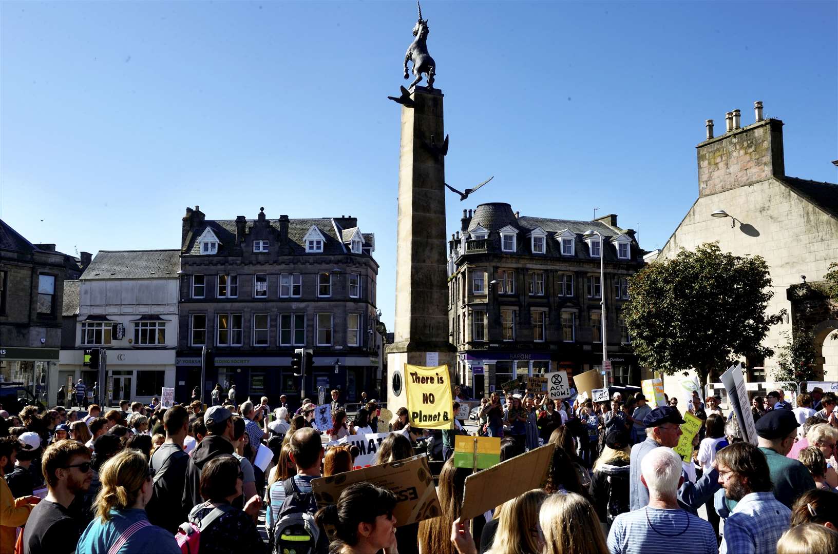 Hundreds of people took part in climate change protests in Falcon Square last year.