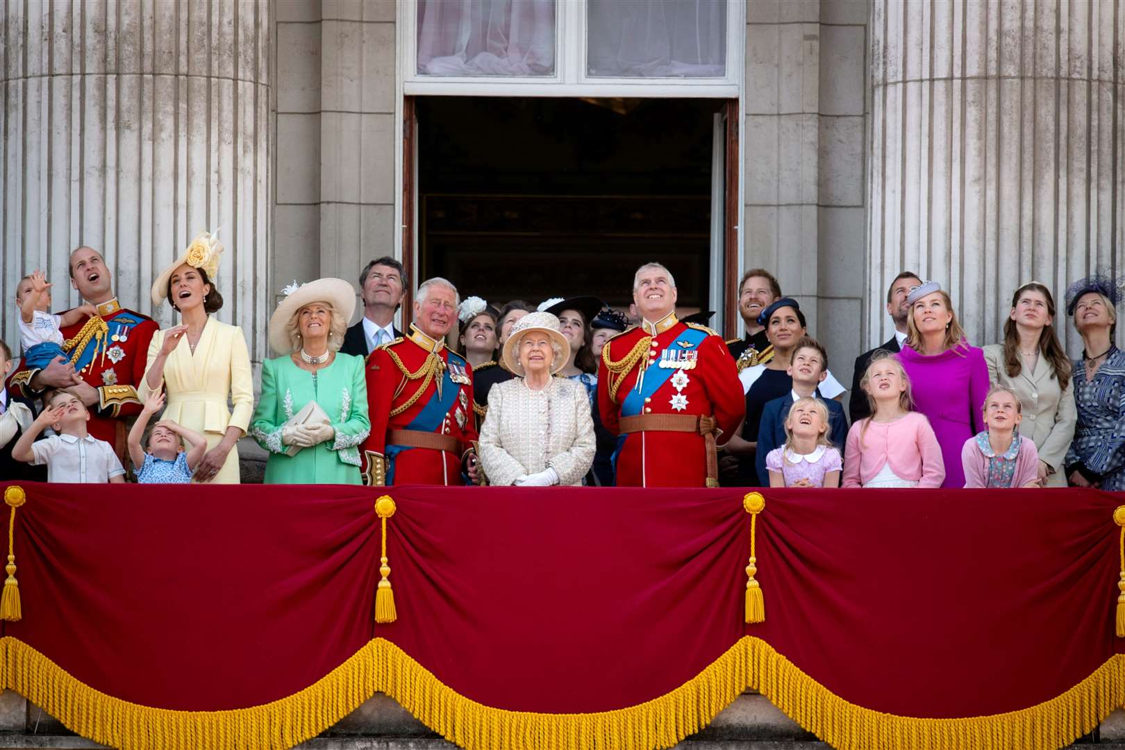 The Queen joined by members of the royal family on the Buckingham Palace balcony in 2019 (PA)