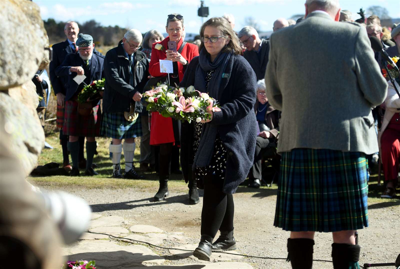 Laying wreaths. Picture: James Mackenzie.