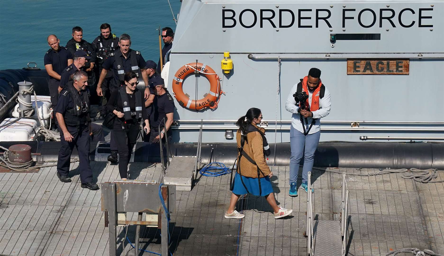 Home Secretary Priti Patel during a visit to the Border Force facility in Dover, Kent (Gareth Fuller/PA)