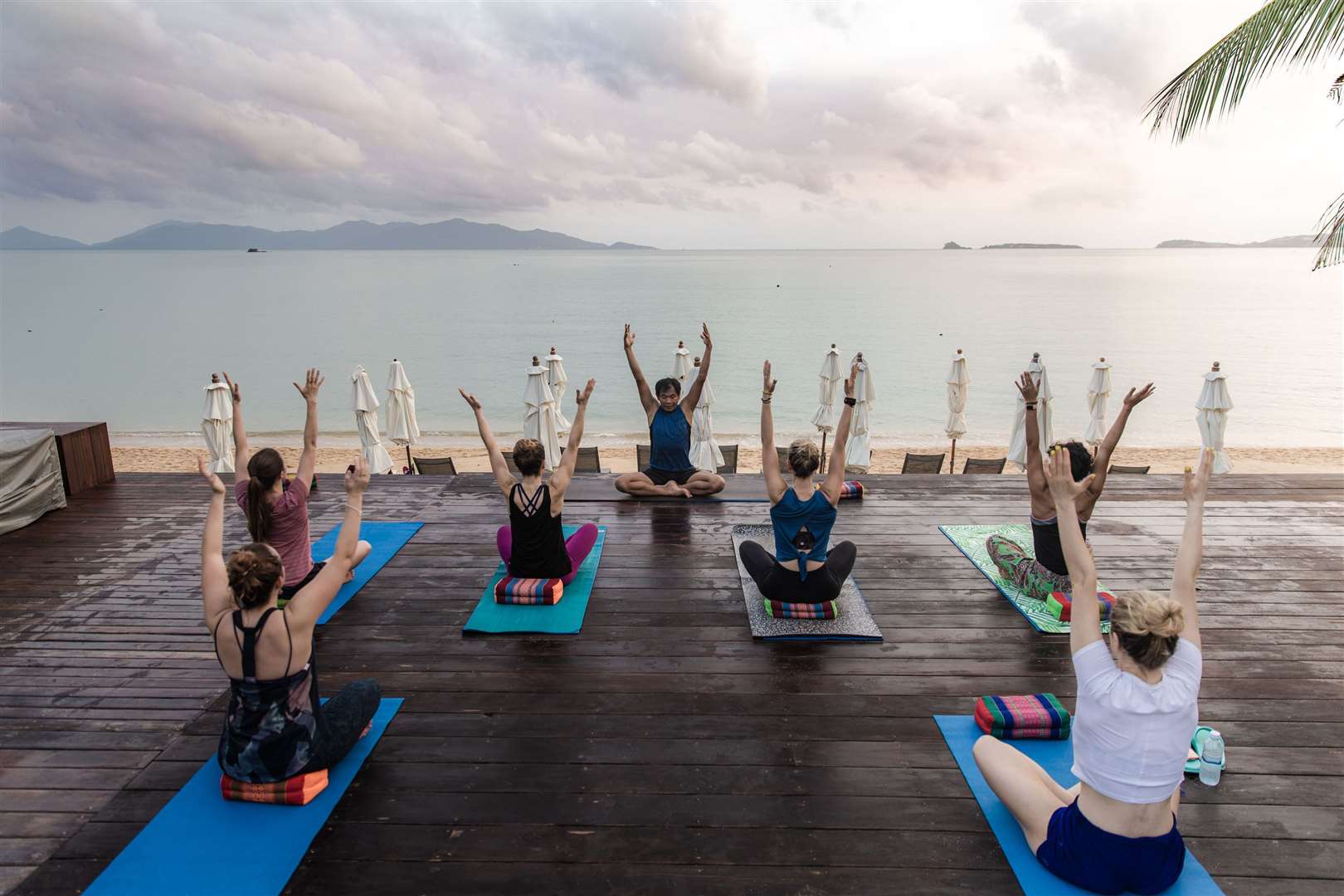 A yoga class in Koh Samui. Picture: PA Photo/Ben Glassco