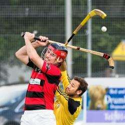 Glenurquhart's John Barr (left) is challenged by Fort's Gordy MacKinnon. Picture by Neil G Paterson.