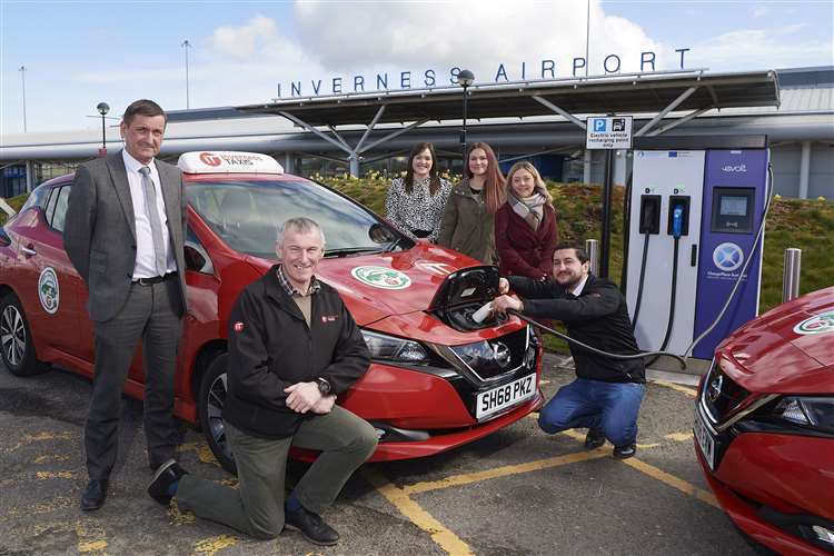 Inverness Airport&#39;s new electric taxis are a first for Scotland after  Hitrans and Transport Scotland link up with Inverness Taxis for  European-funded project