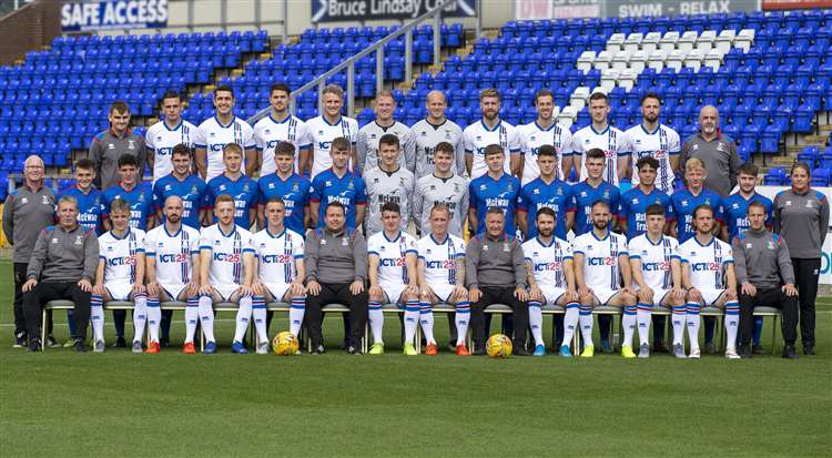Caley Thistle players, management and staff for the 2019/20 season are pictured for the squad photo at the Caledonian Stadium. Picture: Ken Macpherson