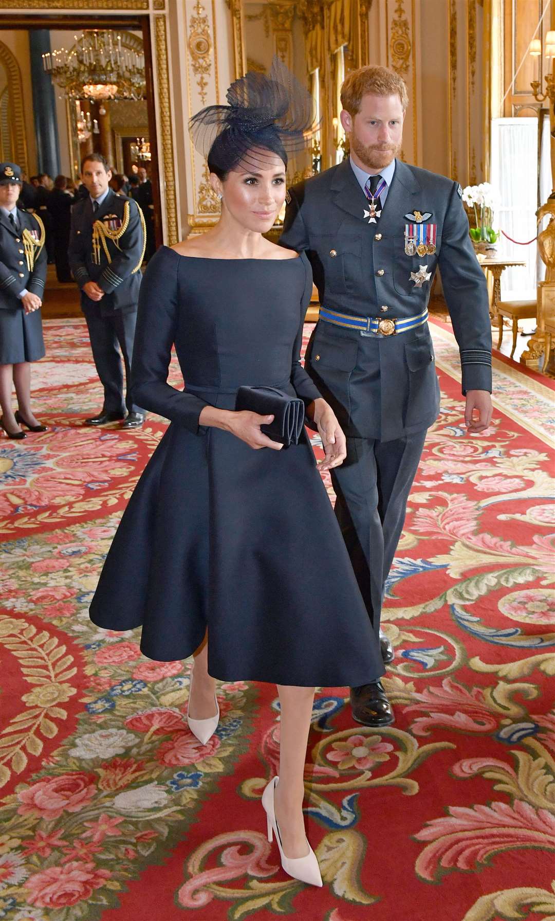 The Duke and Duchess of Sussex inside Buckingham Palace at an RAF reception (Phil Harris/Daily Mirror/PA)