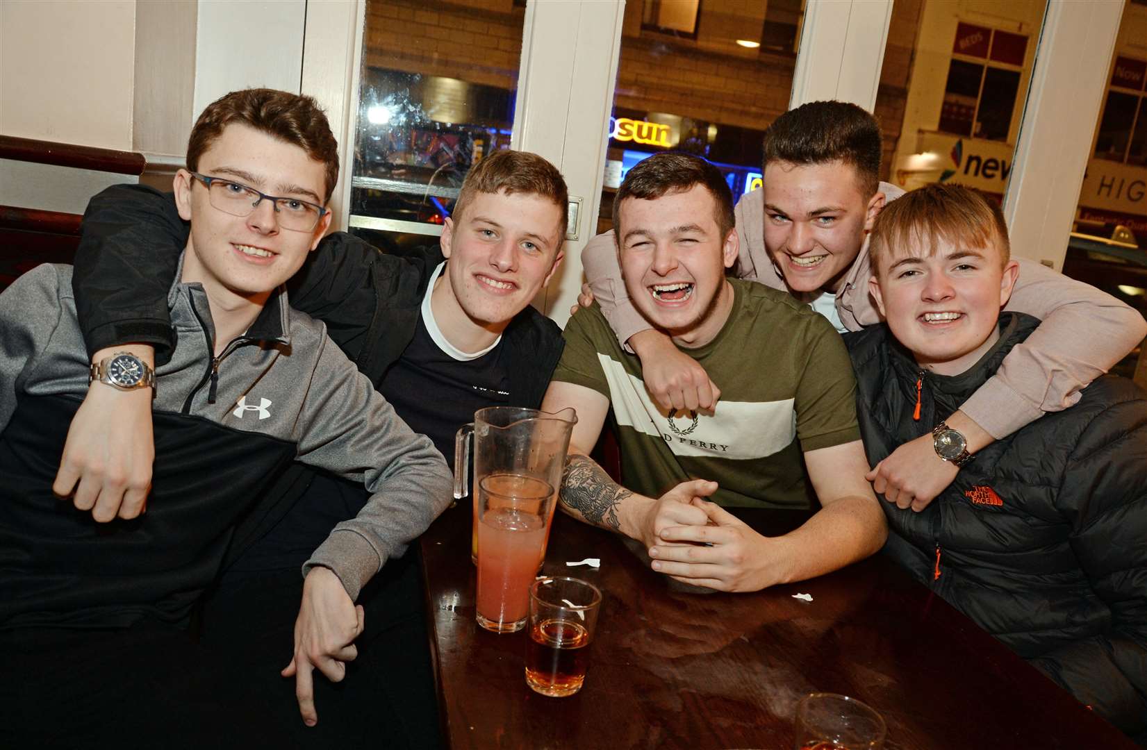 CITY SEEN 03 11 18..Cammy Davidson (centre) celebrates his 18th along with (left to right), Kyle Sutherland, Ruaridh Patience, Sean Mann and Gary Evans...CITY SEEN 03 11 18..Picture: Gair Fraser. Image No. 042427..
