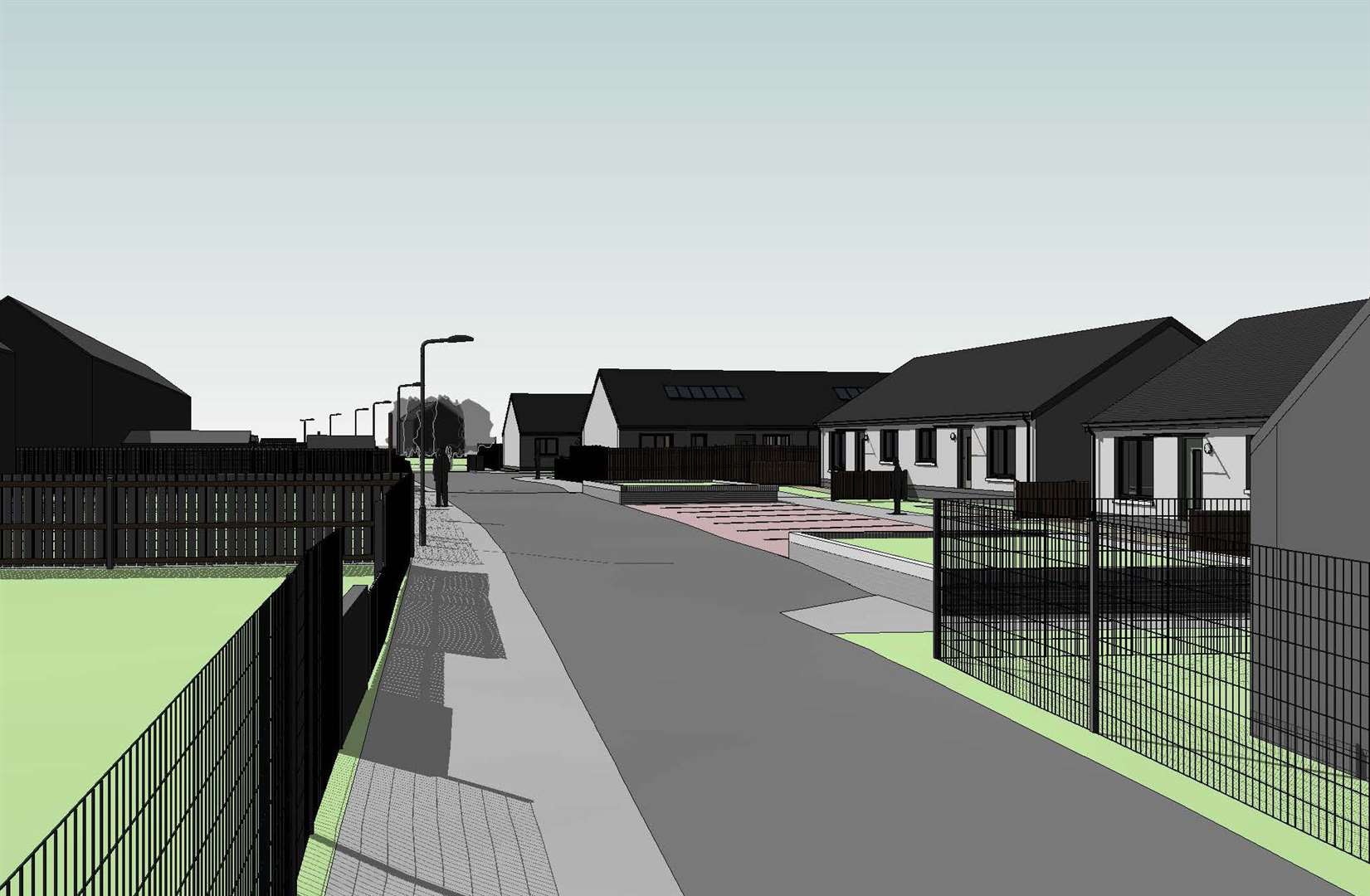 An impression of the 10 bungalows proposed by Highland Council at Dalneigh.