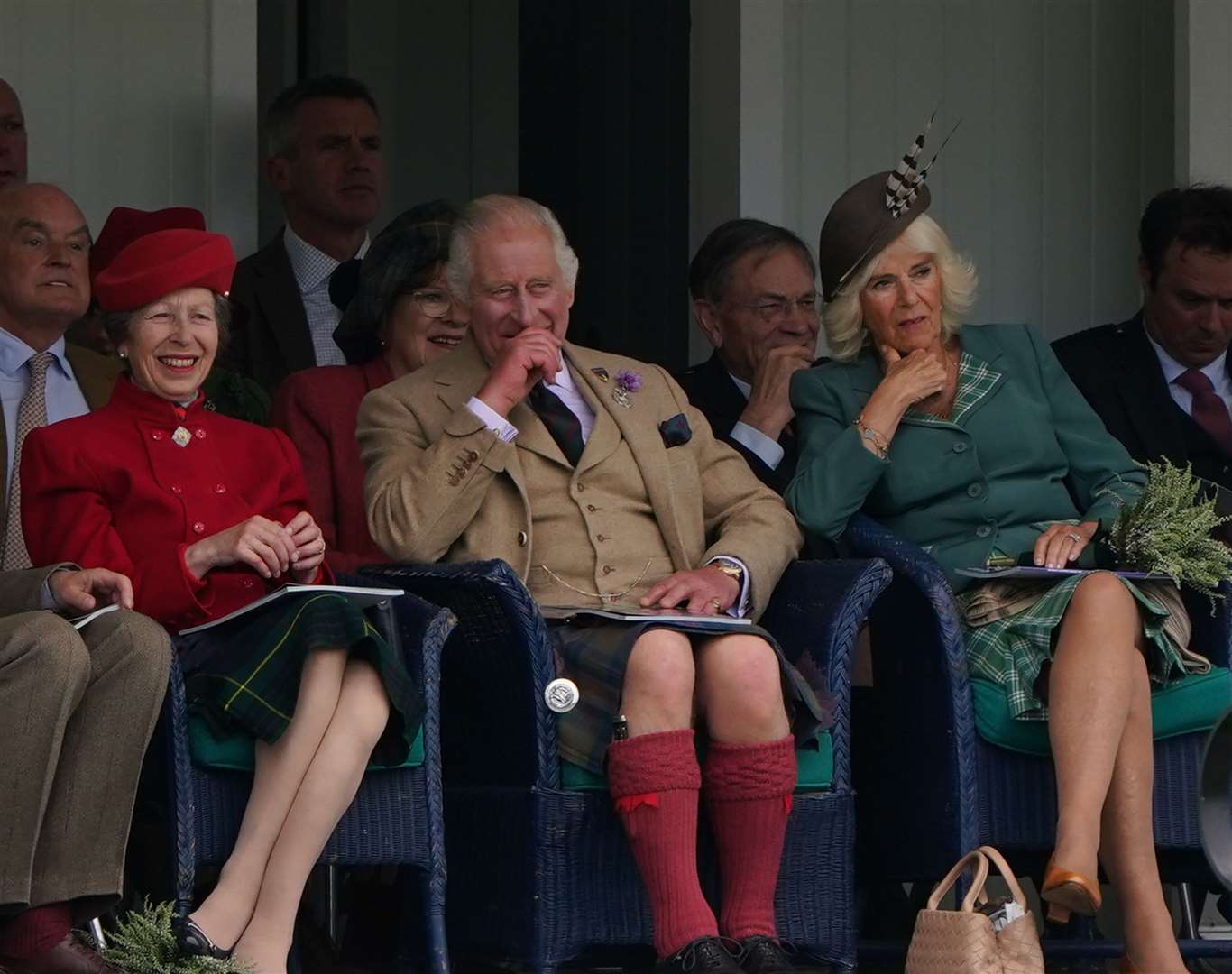 The Princess Royal, the King and the Queen during the Braemar Gathering in September (Andrew Milligan/PA)