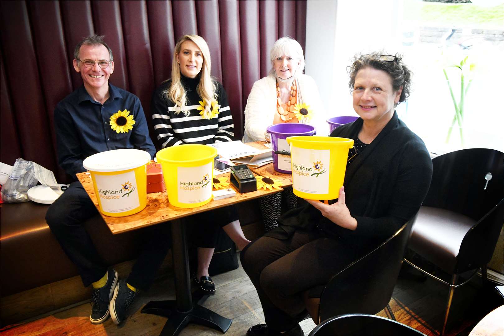 The Hospice team: Andrew Leaver, Fundraising Manager, Karen Duff, Corporate Fundraiser, Sheila Watson, Volunteer and Katie Gibb, Community Fundraiser.