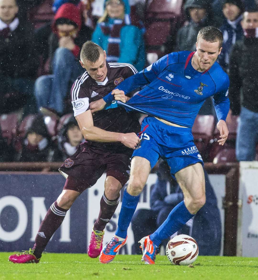 Kevin McHattie (left) playing for Hearts against Inverness Caledonian Thistle.