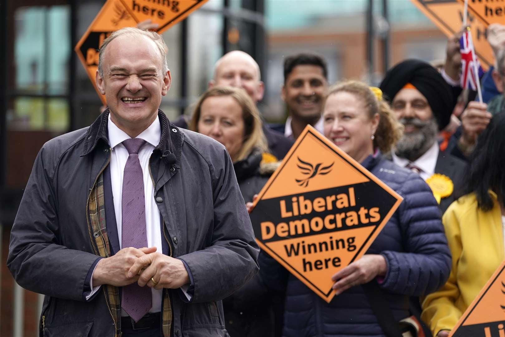 Liberal Democrat leader Sir Ed Davey was delighted at his party’s successes (Andrew Matthews/PA)