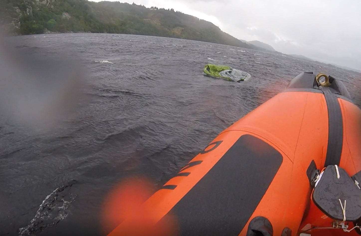 A volunteer lifeboat crew was called out after a tent was seen floating on Loch Ness.