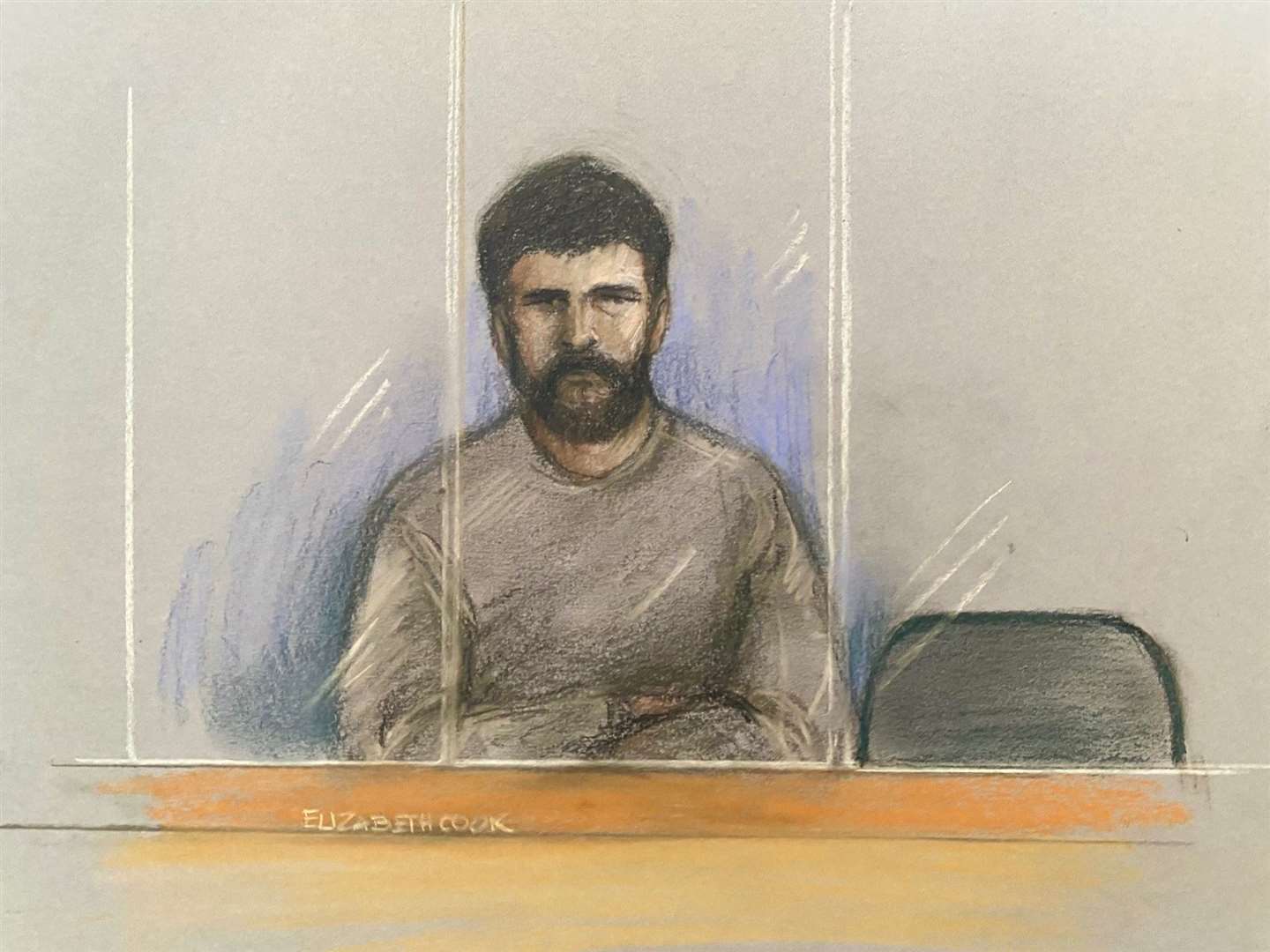 Sketch of Joshua Bowles at an earlier court hearing (Elizabeth Cook/PA)