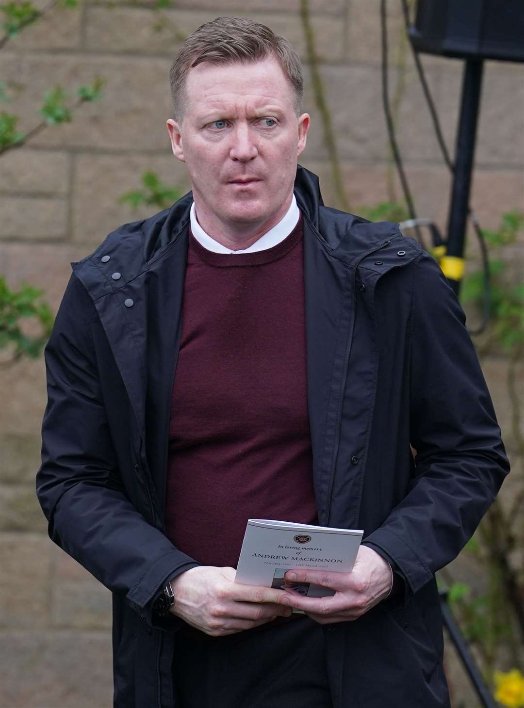 Former Hearts player Gary Locke was among the mourners at the funeral (Andrew Milligan/PA)