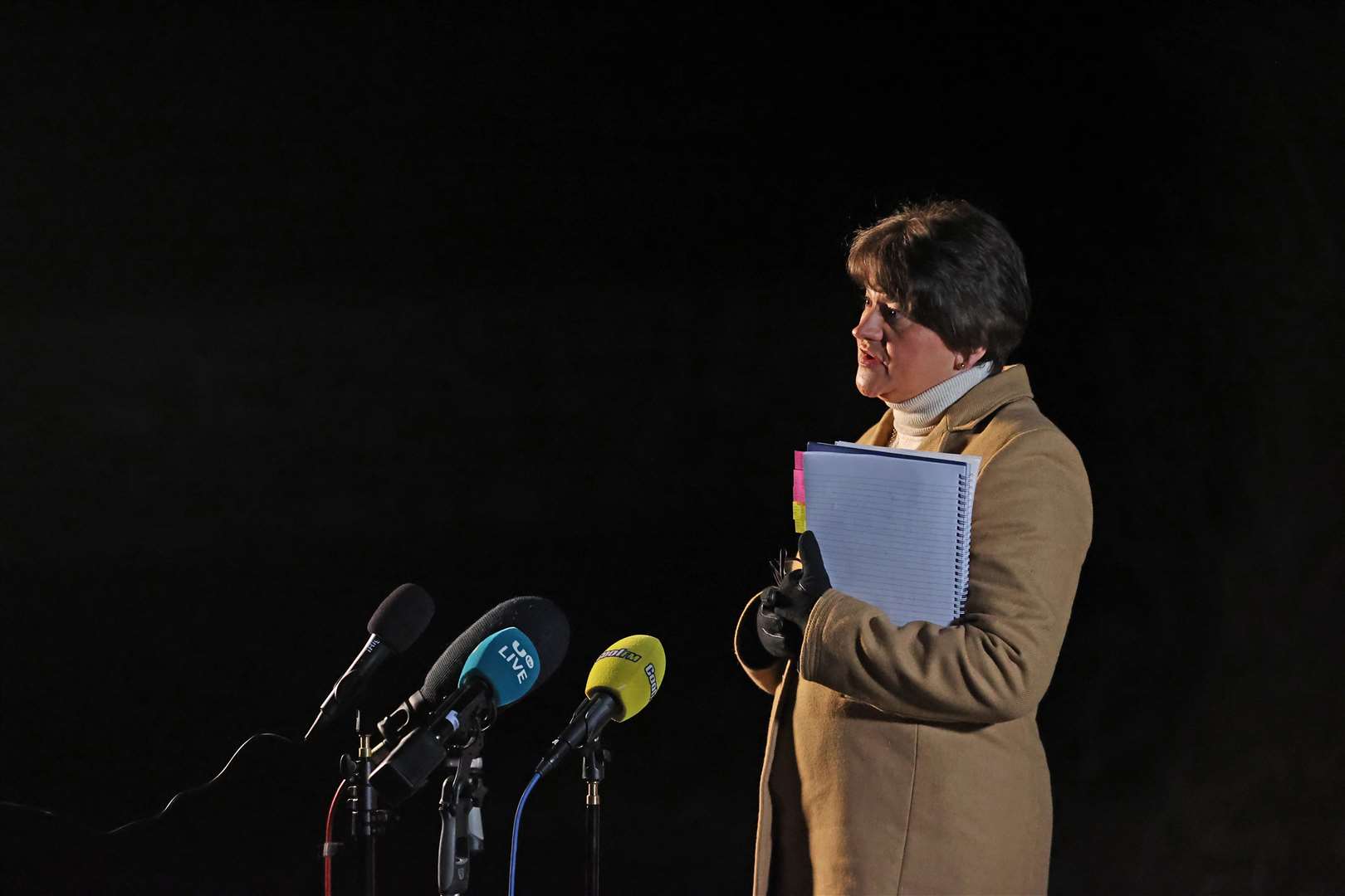 First Minister Arlene Foster speaking at a media briefing on coronavirus (Liam McBurney/PA)