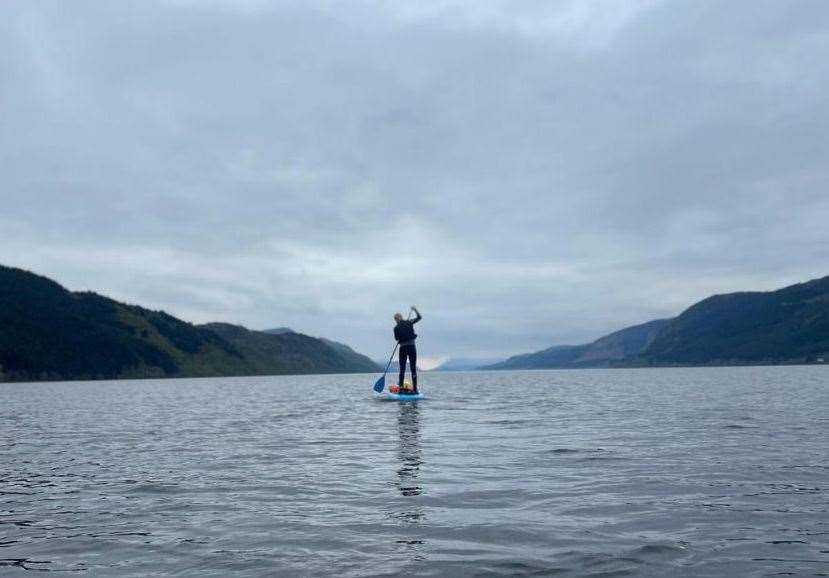 Derek Steele paddleboards 33 miles on Loch Ness.