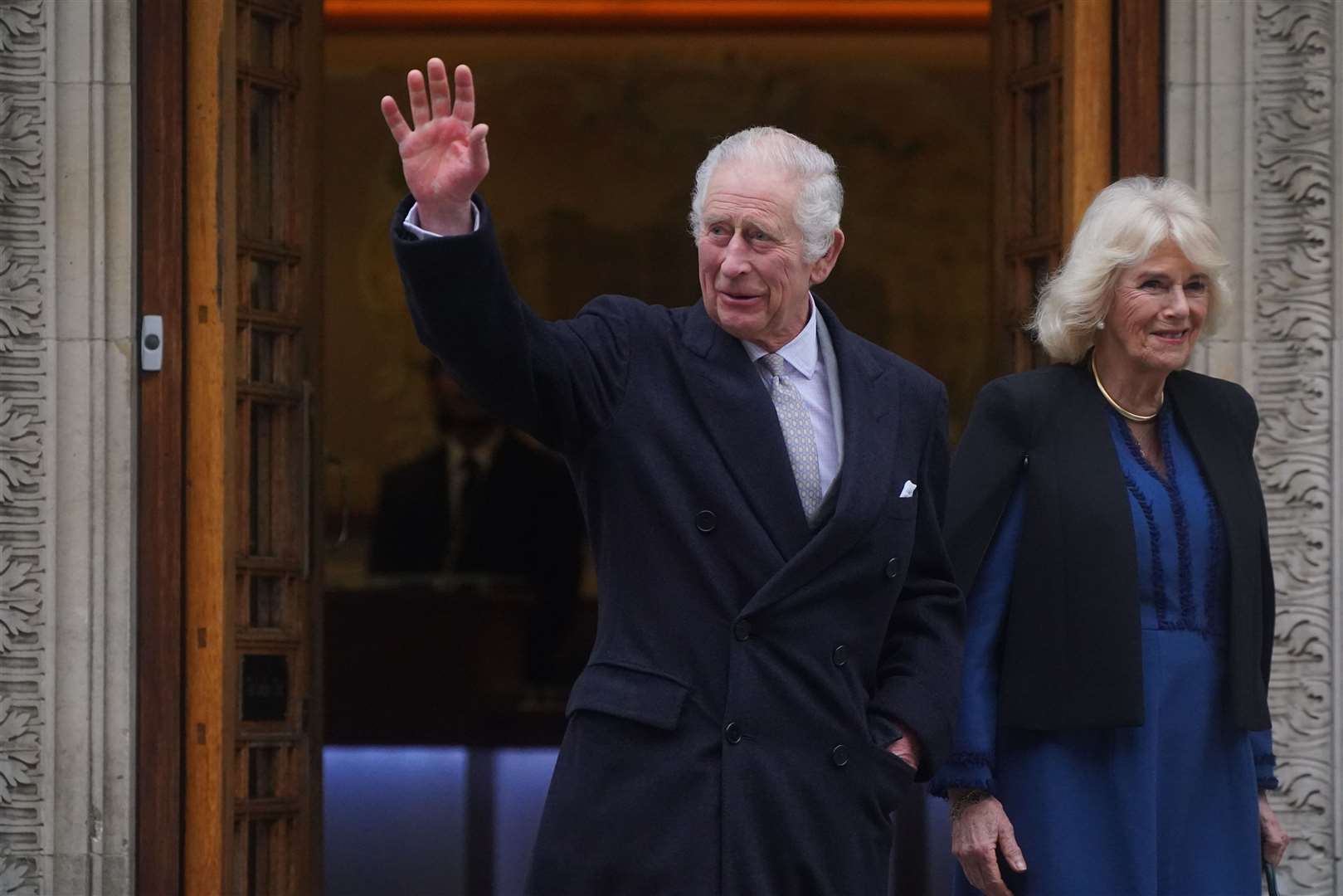 The King and Queen leaving the London Clinic last week (Victoria Jones/PA)