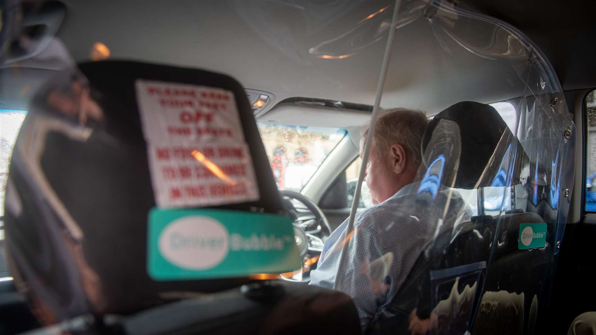 Inverness Taxis cars are fitted with a plastic 'driver bubble'. Picture: Callum Mackay.