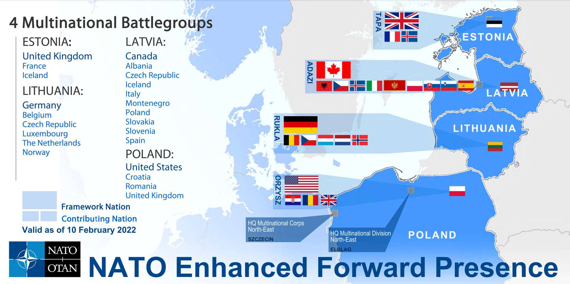 A Nato graphic illustrating the spread of its ‘enhanced Forward Presence’ (Nato/PA)