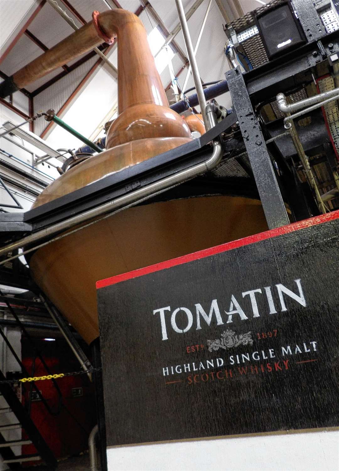 Inside Tomatin Distillery.
