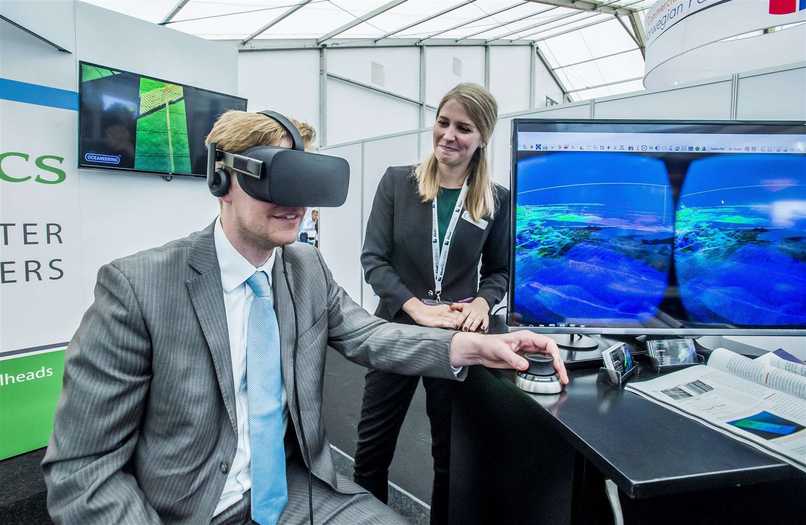 Virtual reality and other new technologies are transforming the look of trade show stands, including at the 2017 Offshore Europe event. Picture: Alan Peebles