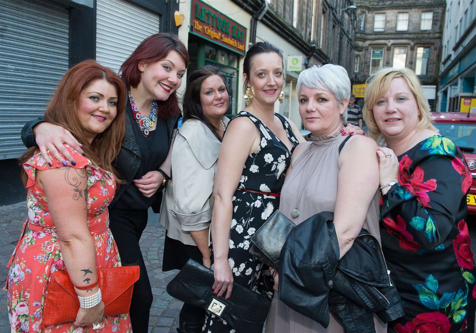 Joanne Macleod (fourth left) celebrating her birthday with the girls. Picture: Callum Mackay.