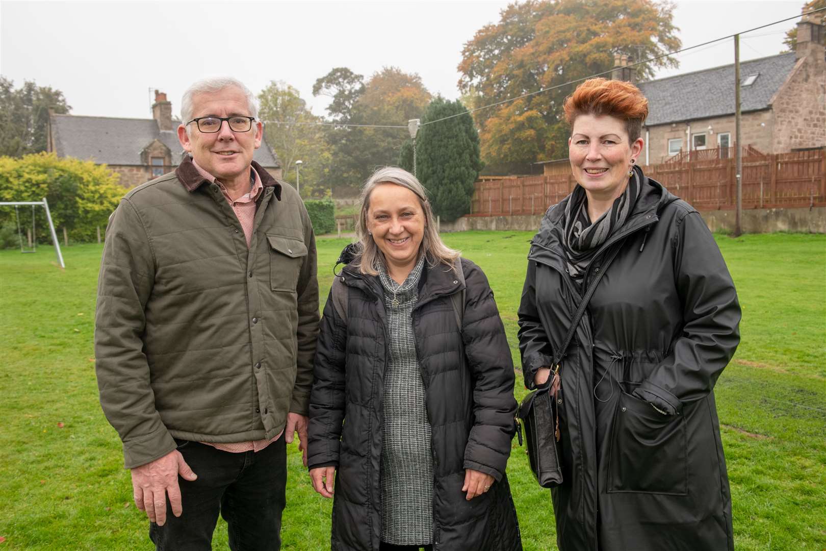 Steward Stansfield, Katrina Woods and Morag Anderson the driving force behind the playground. Picture: Callum Mackay..