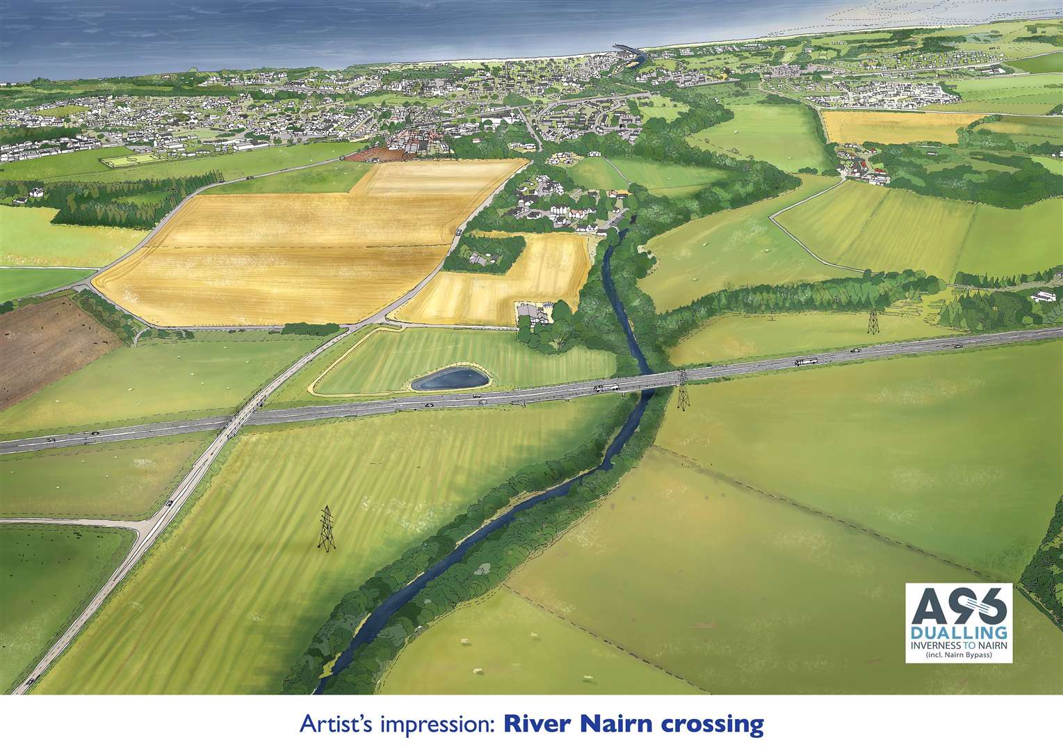An impression of the proposed A96 River Nairn crossing.