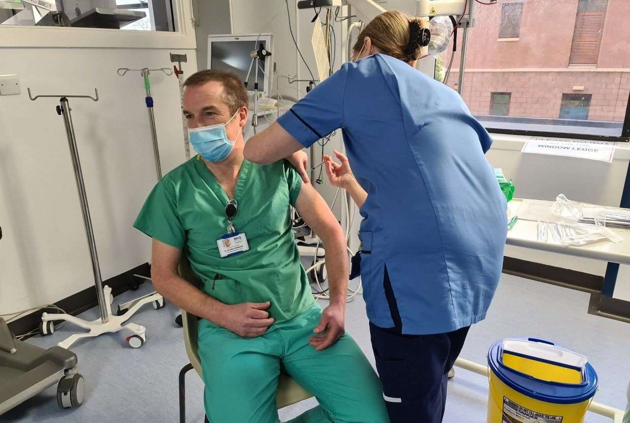Doctor Jonathan Whiteside, clinical lead for critical care, was the first person to be vaccinated within NHS Highland.
