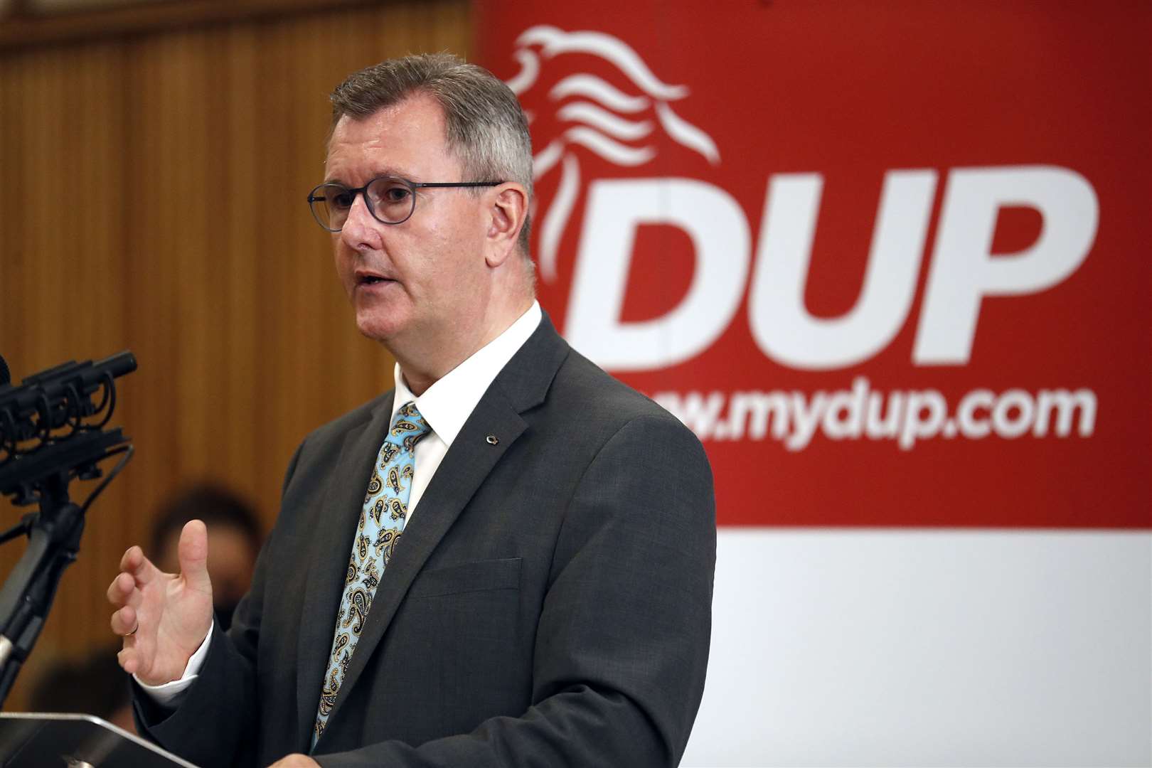 Democratic Unionist Party leader Sir Jeffrey Donaldson (Peter Morrison/PA)